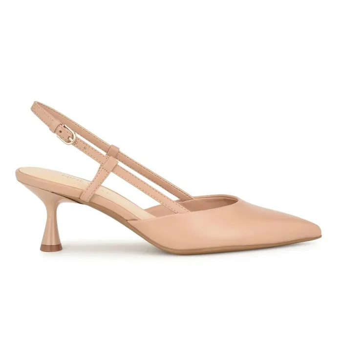 Rowen Pointy Toe Slingbacks Natural Patent Women Nine West Heels