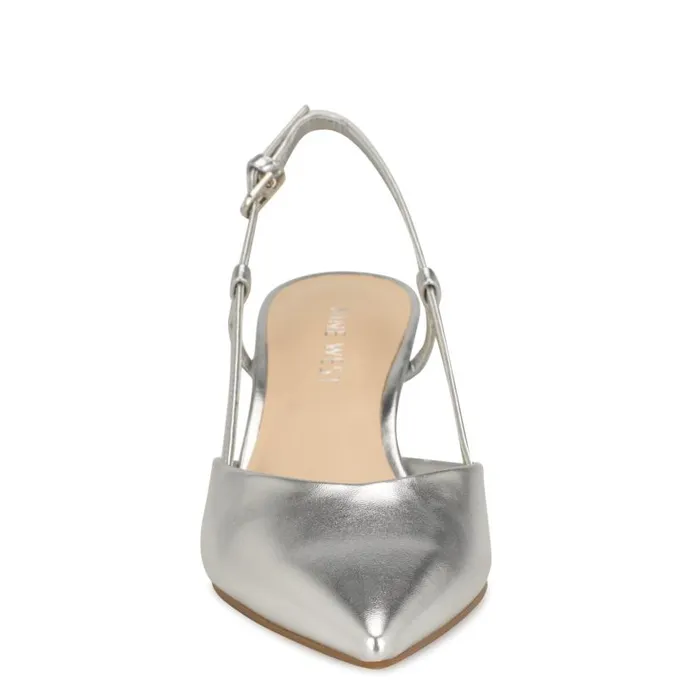 Rowen Pointy Toe Slingbacks Silver Women Nine West Heels