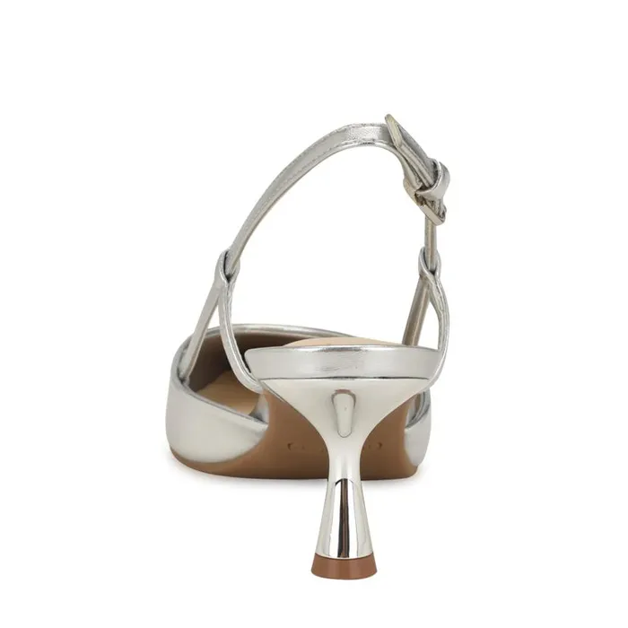 Rowen Pointy Toe Slingbacks Silver Women Nine West Heels