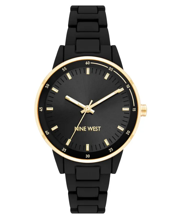 Rubberized Bracelet Watch Black WomenMen Nine West Watches