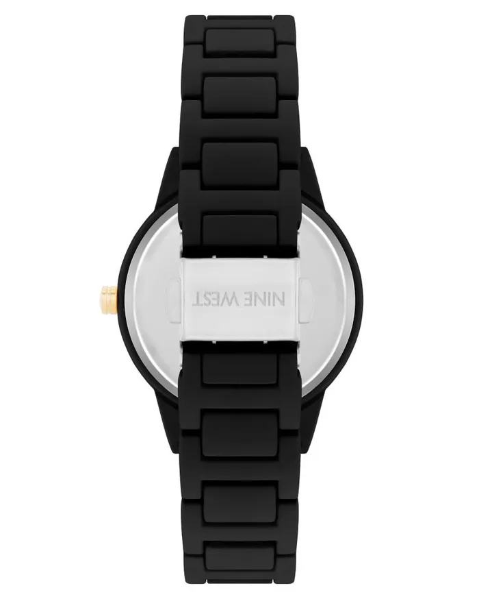 Rubberized Bracelet Watch Black WomenMen Nine West Watches