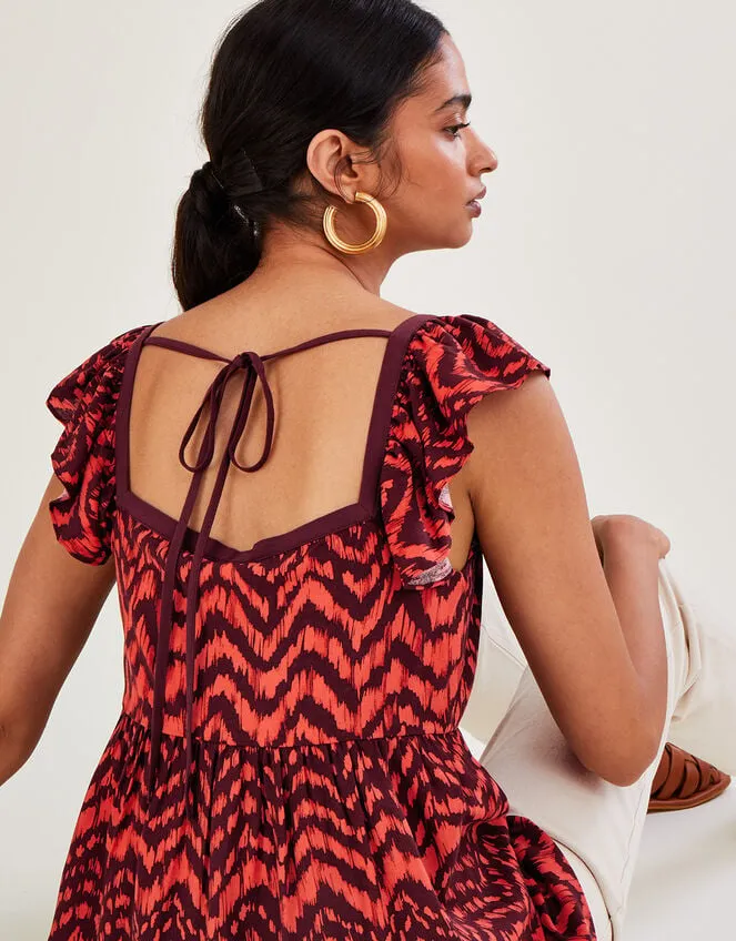 Ruched Bodice ZigZag Animal Print Top Red Women Monsoon Tops and Blouses