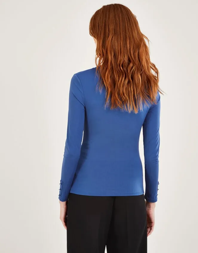 Ruched Front Jersey Top With Recycled Polyester Blue Women Monsoon Tops and Blouses