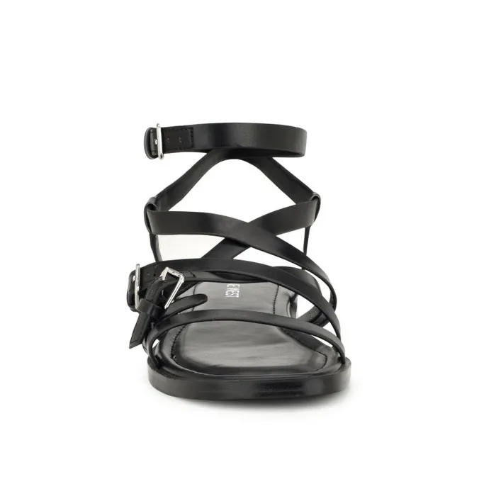 Rulen Flat Strappy Sandals Black Women Nine West Sandals