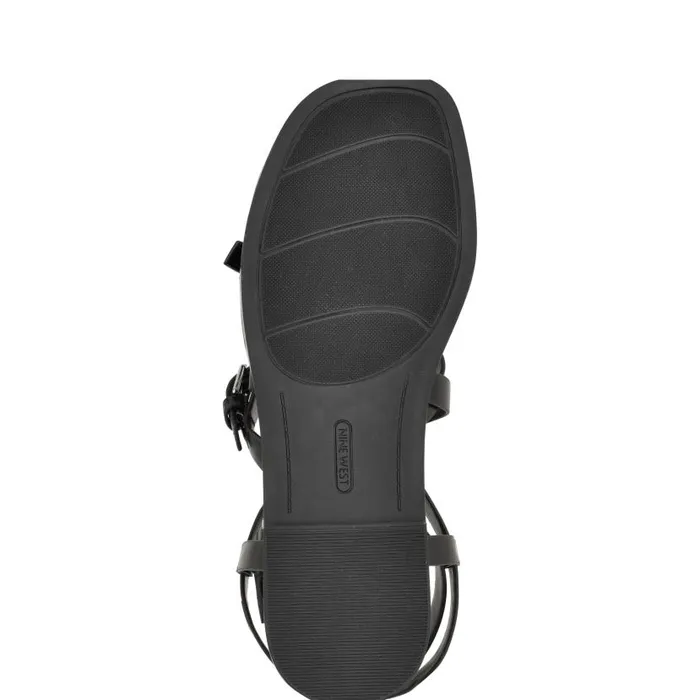 Rulen Flat Strappy Sandals Black Women Nine West Sandals