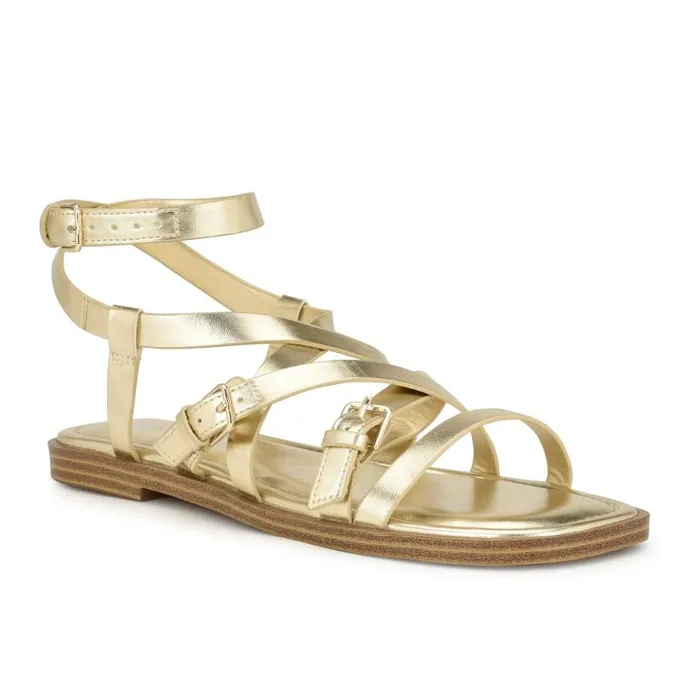 Rulen Flat Strappy Sandals Platino Women Nine West Sandals