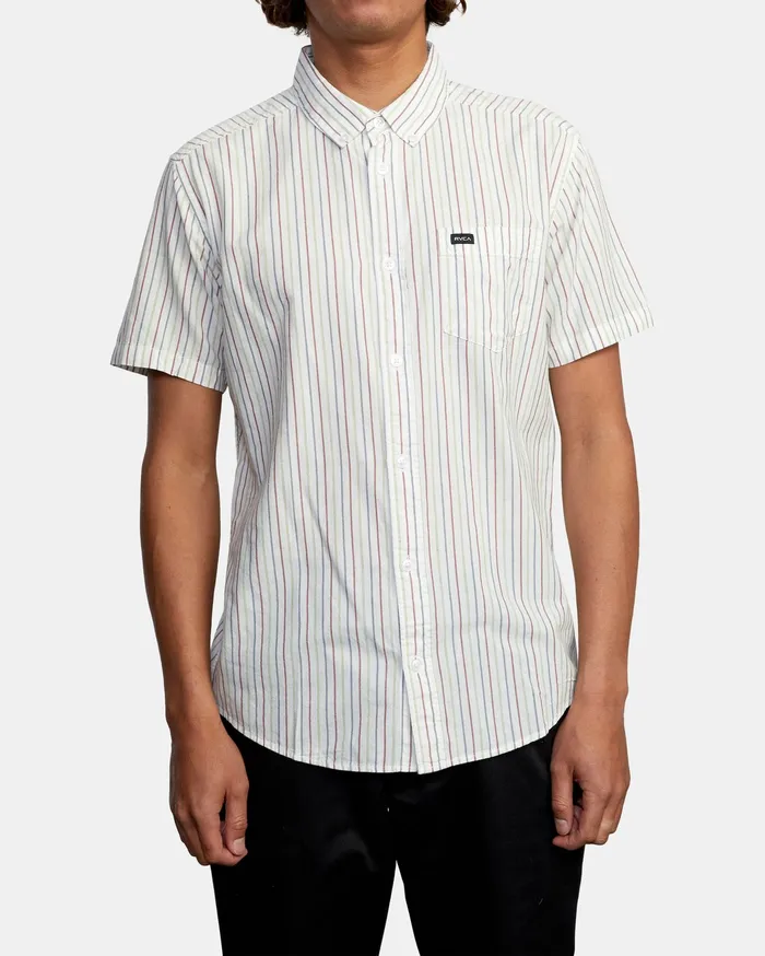 RVCA Flannels Flannels Cassidy Stripe Short Sleeve Shirt White Wht