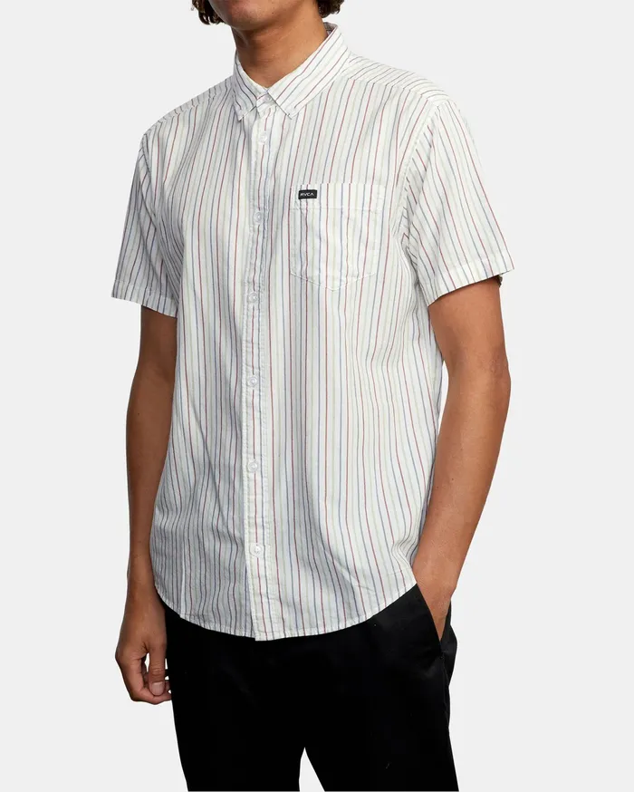 RVCA Flannels Flannels Cassidy Stripe Short Sleeve Shirt White Wht