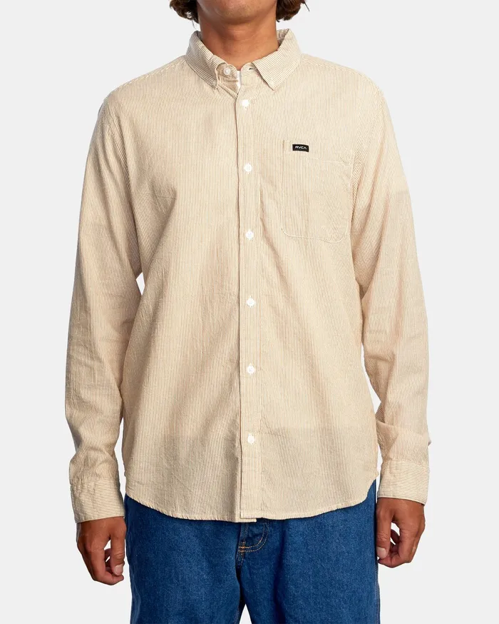 RVCA Flannels Flannels Endless Seersucker Long Sleeve Shirt Camel Cml