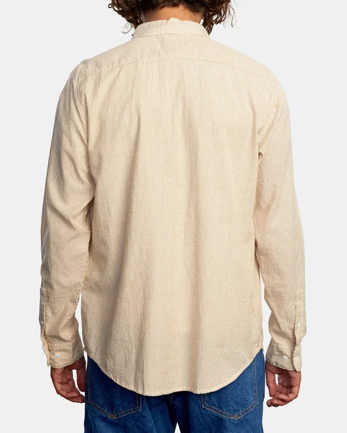 RVCA Flannels Flannels Endless Seersucker Long Sleeve Shirt Camel Cml