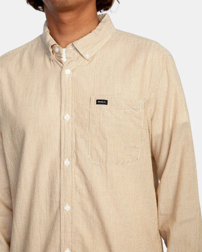 RVCA Flannels Flannels Endless Seersucker Long Sleeve Shirt Camel Cml