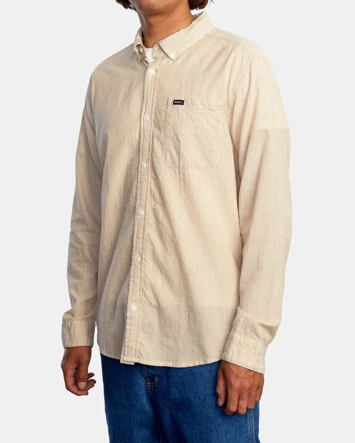 RVCA Flannels Flannels Endless Seersucker Long Sleeve Shirt Camel Cml