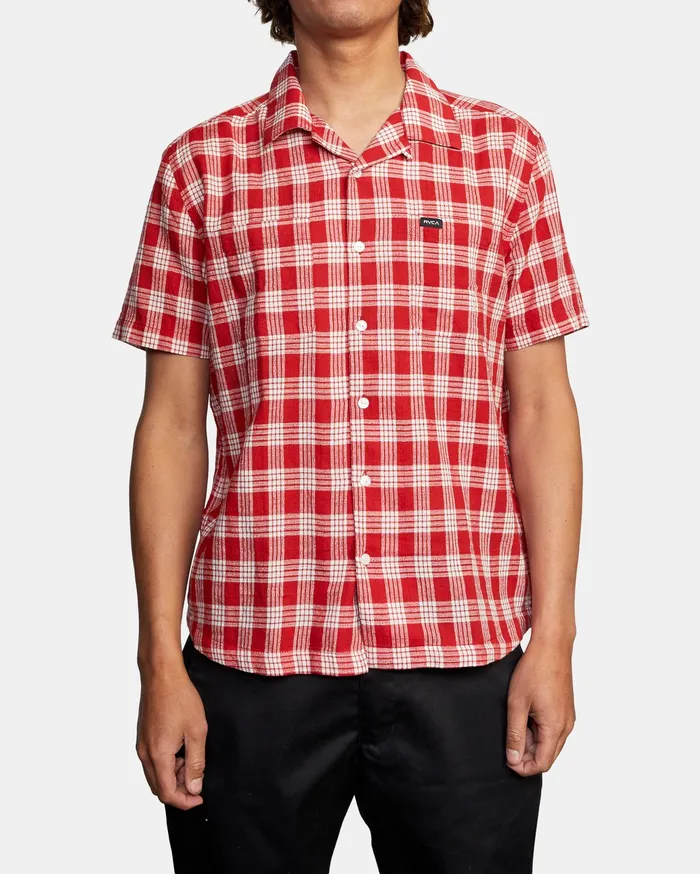 RVCA Flannels Flannels Evan Mock Palaka Short Sleeve Shirt Chili Chl