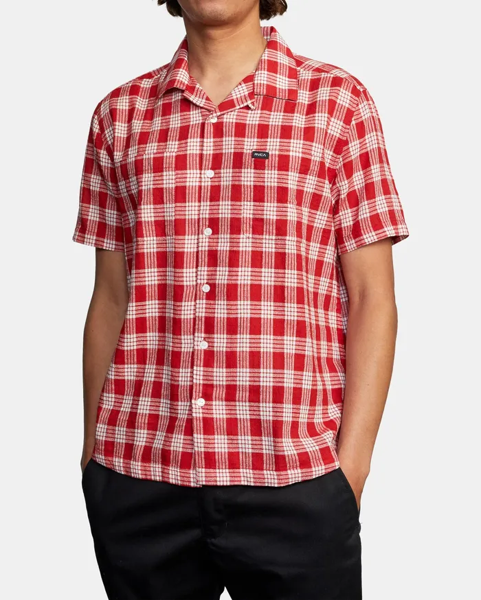 RVCA Flannels Flannels Evan Mock Palaka Short Sleeve Shirt Chili Chl
