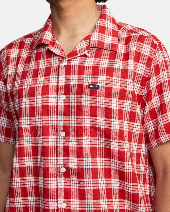 RVCA Flannels Flannels Evan Mock Palaka Short Sleeve Shirt Chili Chl