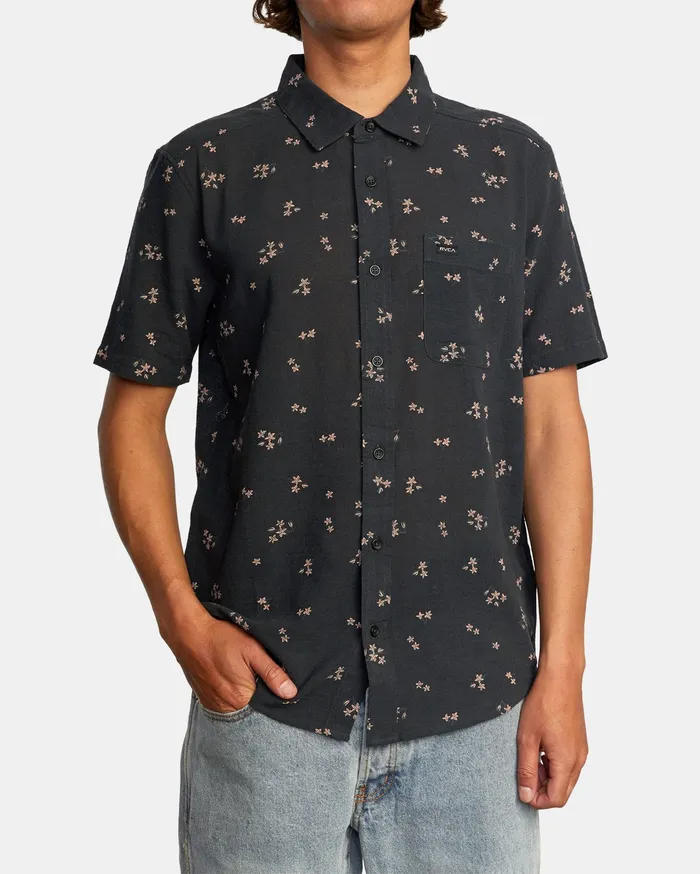 RVCA Flannels Flannels Falling Sakura Short Sleeve Shirt Black Blk