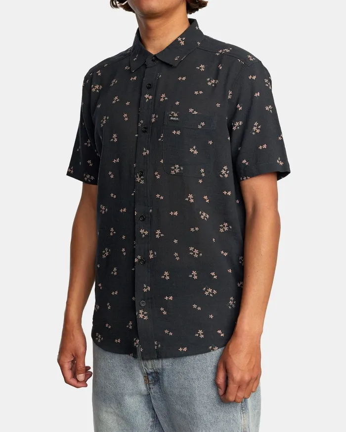 RVCA Flannels Flannels Falling Sakura Short Sleeve Shirt Black Blk