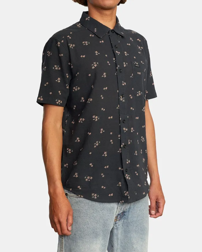 RVCA Flannels Flannels Falling Sakura Short Sleeve Shirt Black Blk