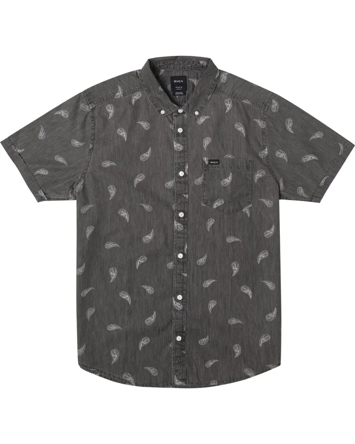 RVCA Flannels Flannels Hastings Floral Short Sleeve Shirt Washed Black Waa
