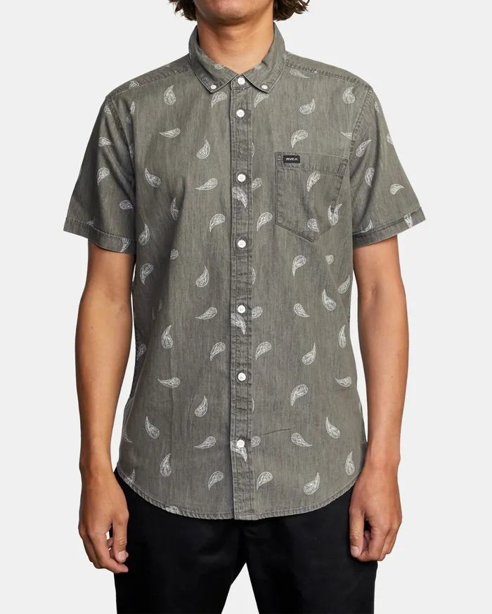 RVCA Flannels Flannels Hastings Floral Short Sleeve Shirt Washed Black Waa