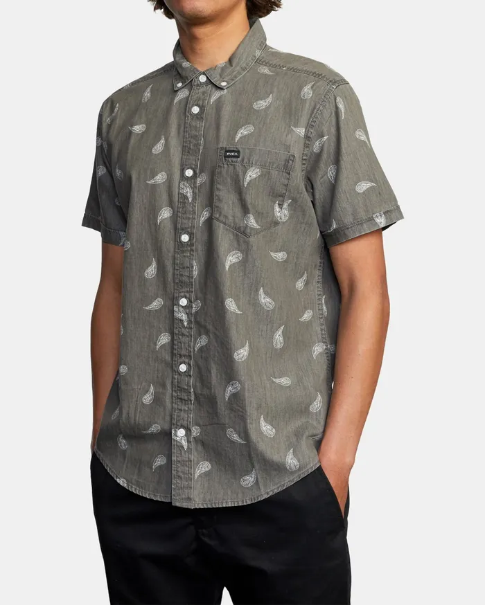 RVCA Flannels Flannels Hastings Floral Short Sleeve Shirt Washed Black Waa