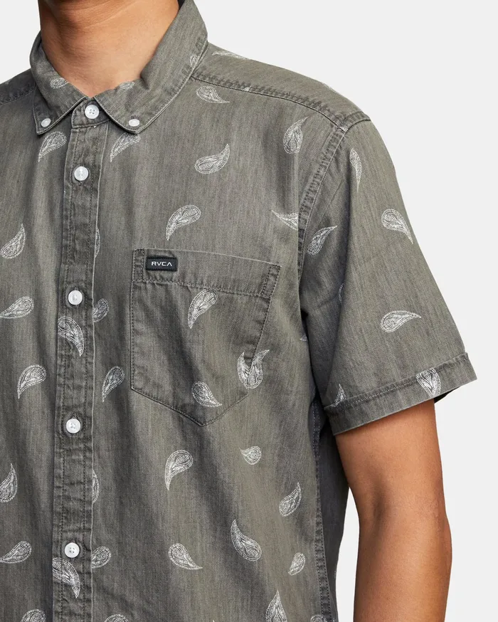 RVCA Flannels Flannels Hastings Floral Short Sleeve Shirt Washed Black Waa