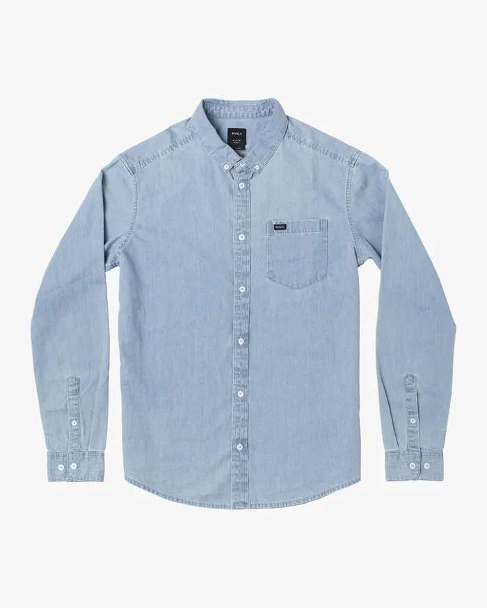RVCA Flannels Flannels Hastings Long Sleeve Shirt Denim Den Online