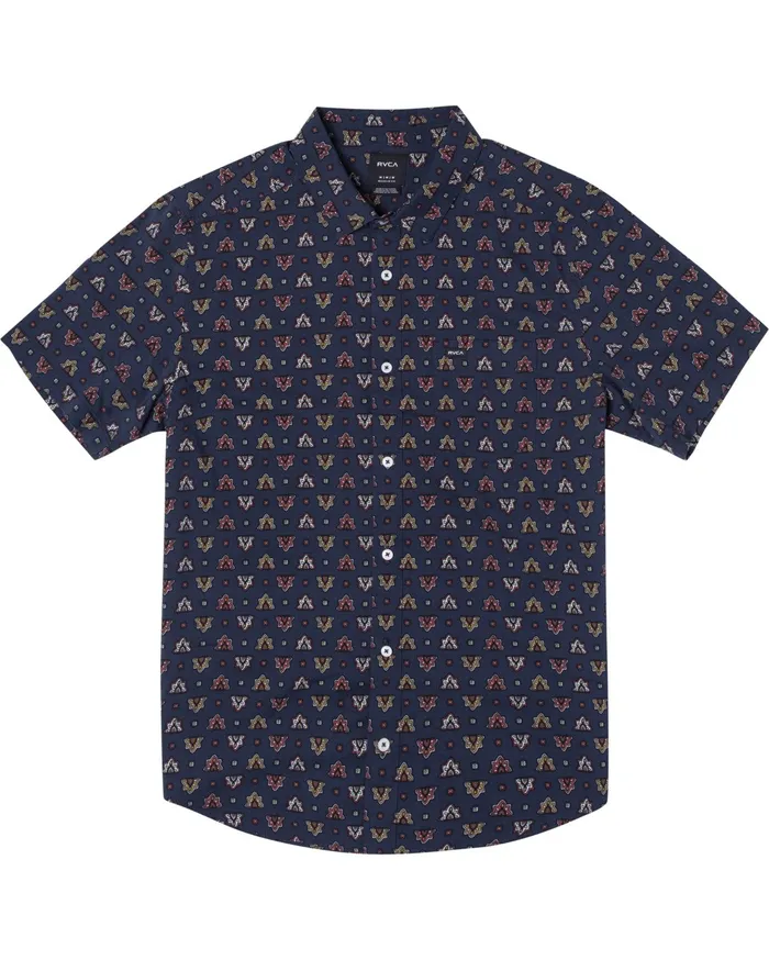 RVCA Flannels Flannels La Fleur Short Sleeve Shirt Navy Marine Myv