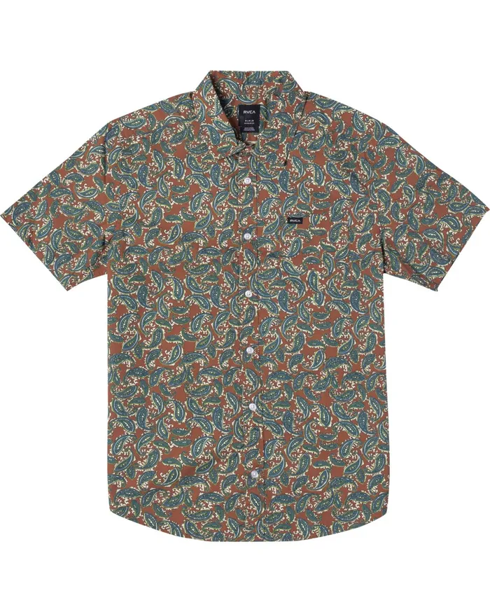 RVCA Flannels Flannels Mind Flower Paisley Short Sleeve Shirt Clay Cly