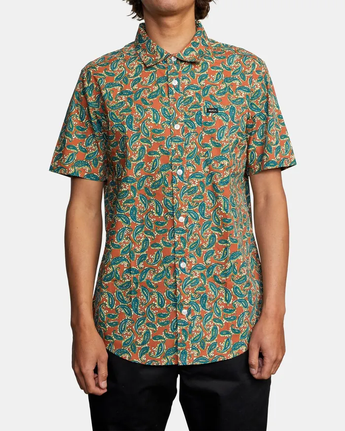 RVCA Flannels Flannels Mind Flower Paisley Short Sleeve Shirt Clay Cly