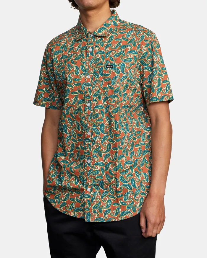 RVCA Flannels Flannels Mind Flower Paisley Short Sleeve Shirt Clay Cly