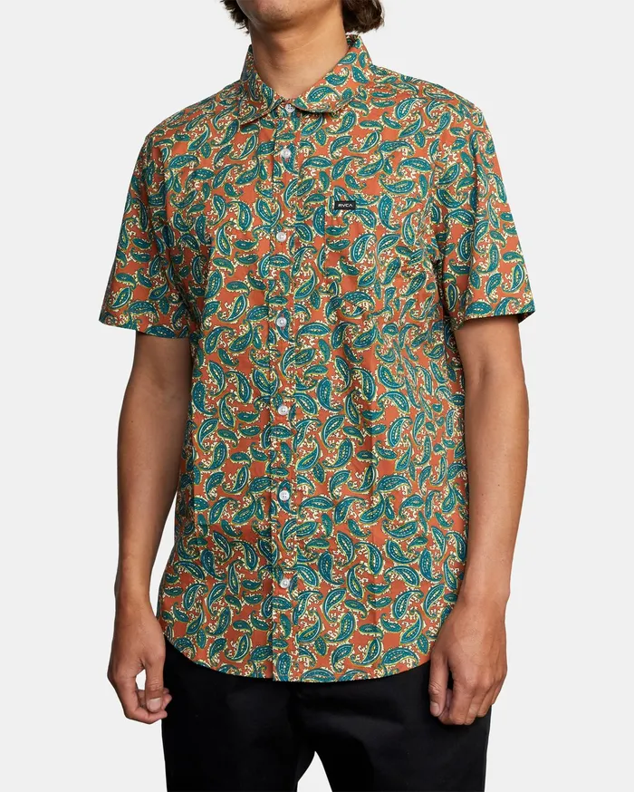 RVCA Flannels Flannels Mind Flower Paisley Short Sleeve Shirt Clay Cly