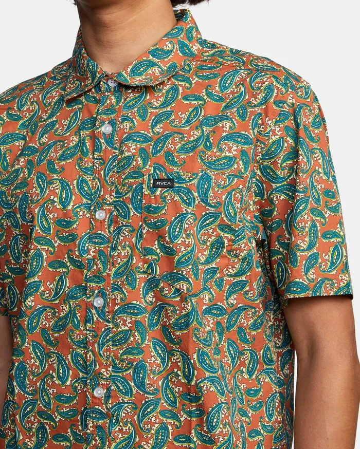 RVCA Flannels Flannels Mind Flower Paisley Short Sleeve Shirt Clay Cly