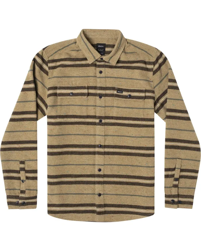 RVCA Flannels Flannels Rvca Blanket Long Sleeve Shirt Dark Khaki Dkh