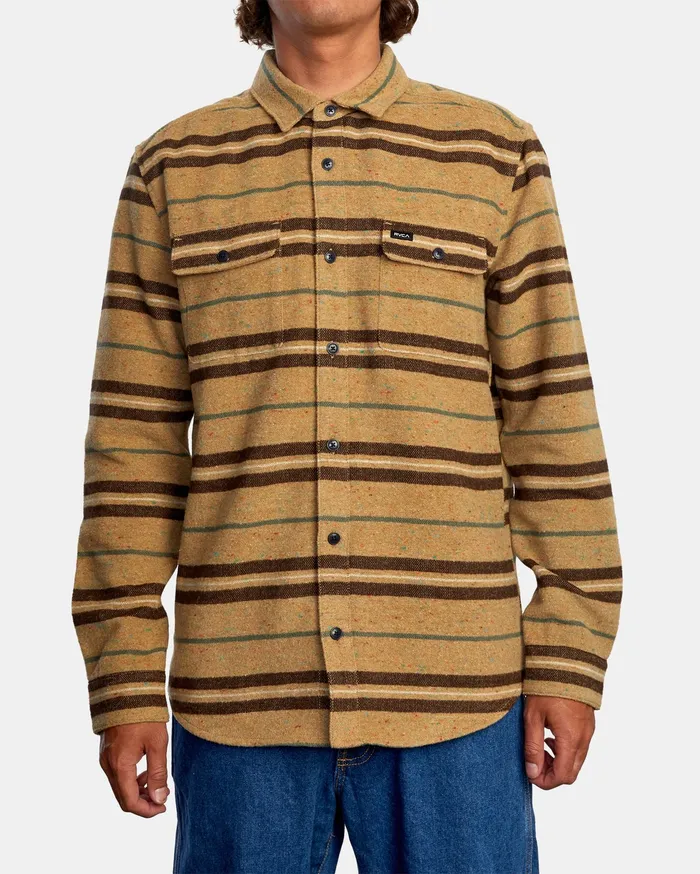 RVCA Flannels Flannels Rvca Blanket Long Sleeve Shirt Dark Khaki Dkh