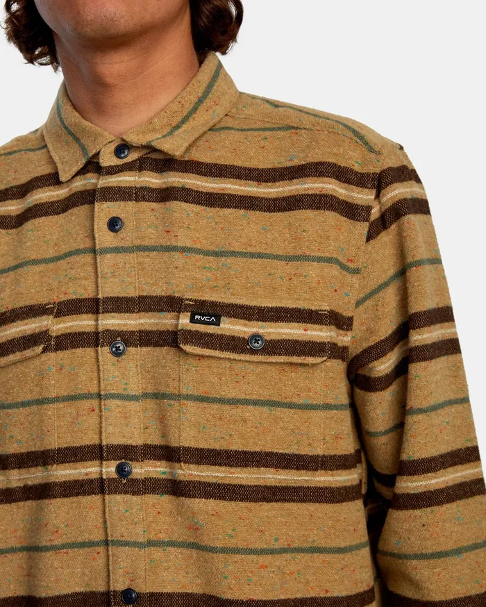 RVCA Flannels Flannels Rvca Blanket Long Sleeve Shirt Dark Khaki Dkh