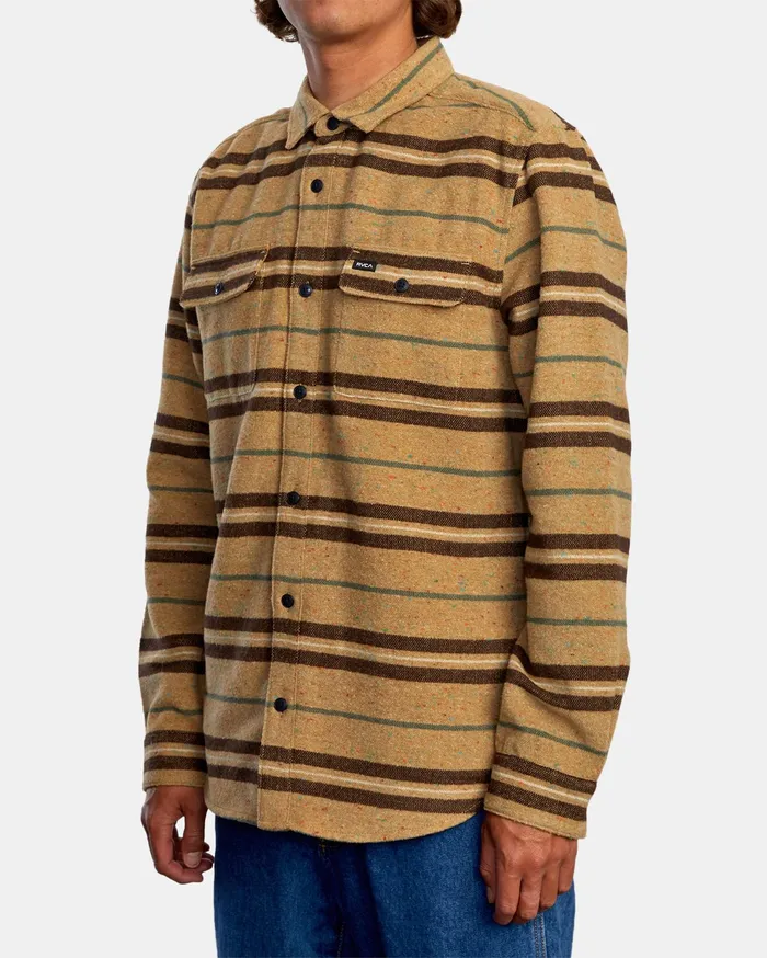 RVCA Flannels Flannels Rvca Blanket Long Sleeve Shirt Dark Khaki Dkh