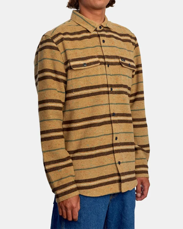 RVCA Flannels Flannels Rvca Blanket Long Sleeve Shirt Dark Khaki Dkh
