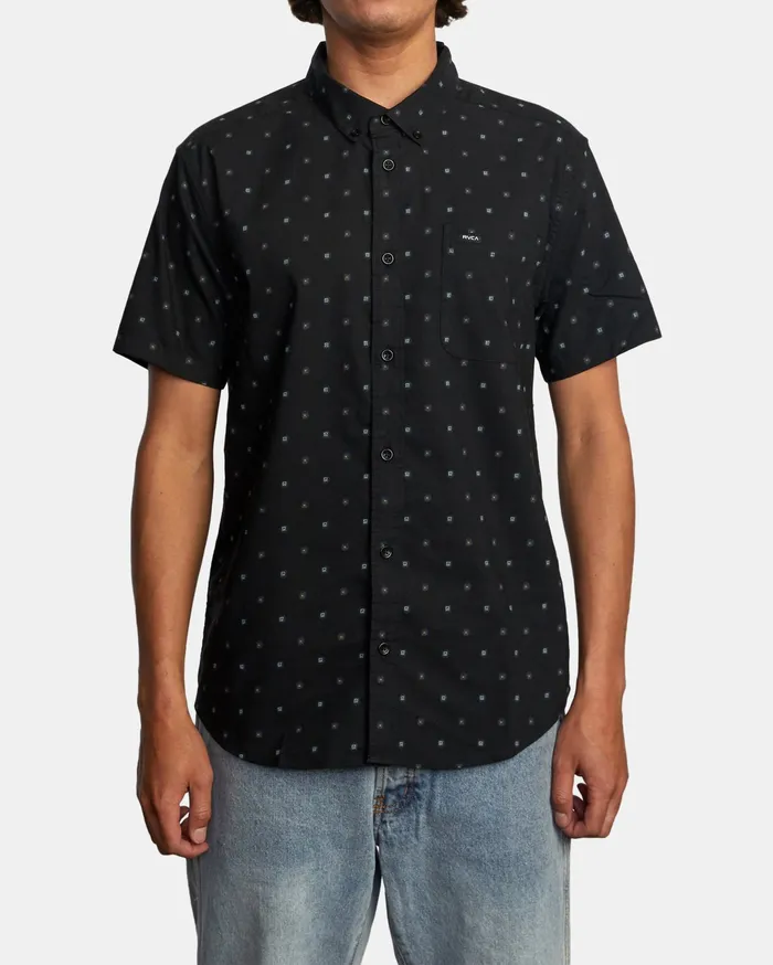 RVCA Flannels Flannels That8217Ll Do Slim Fit Short Sleeve Shirt Black Blk