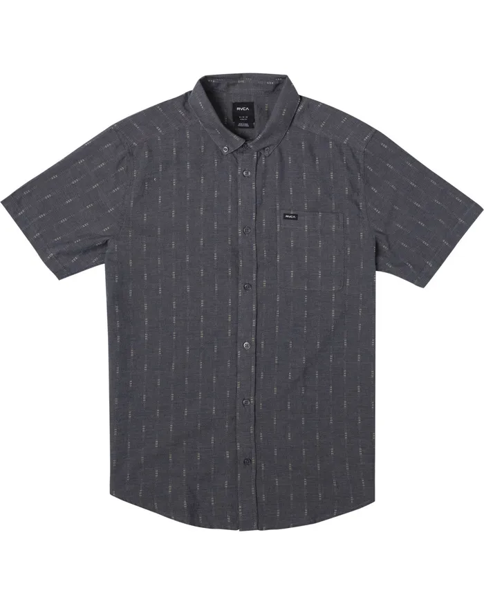RVCA Flannels Flannels Thatll Do Dobby Short Sleeve Shirt Moody Blue Mbl