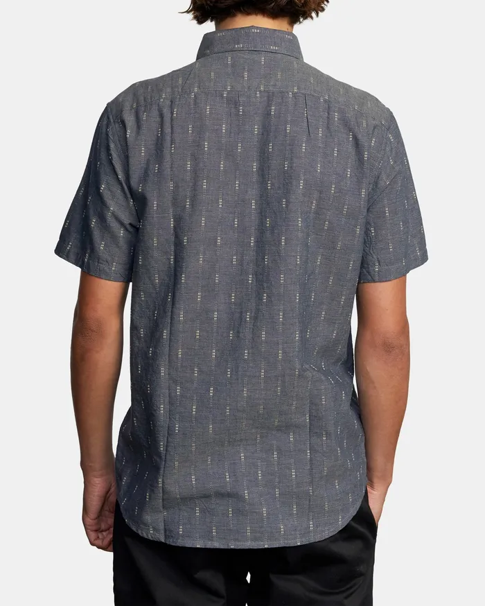 RVCA Flannels Flannels Thatll Do Dobby Short Sleeve Shirt Moody Blue Mbl