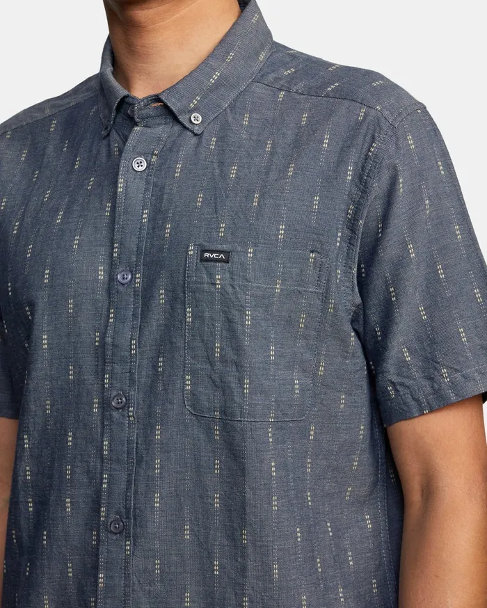 RVCA Flannels Flannels Thatll Do Dobby Short Sleeve Shirt Moody Blue Mbl