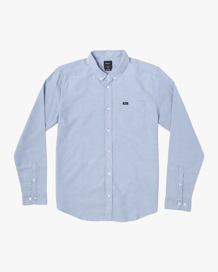 RVCA Flannels Flannels Thatll Do Stretch Long Sleeve Shirt Oxford Blue Oxl