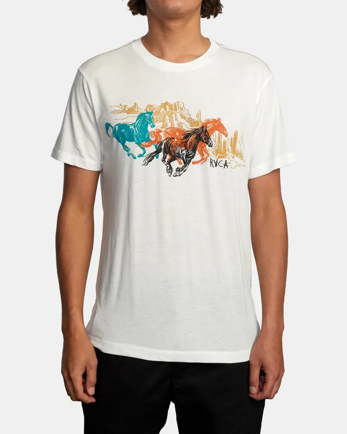 RVCA Mens Artist Tees Ben Horton Wyld Horses Short Sleeve Tee Antique White Anw