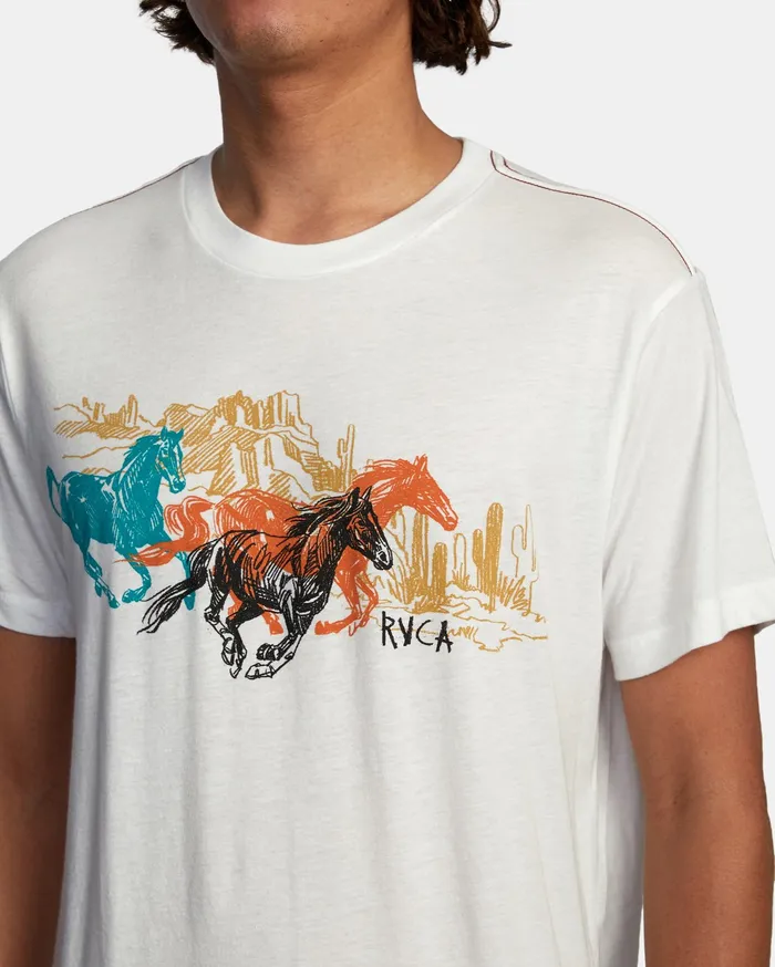 RVCA Mens Artist Tees Ben Horton Wyld Horses Short Sleeve Tee Antique White Anw