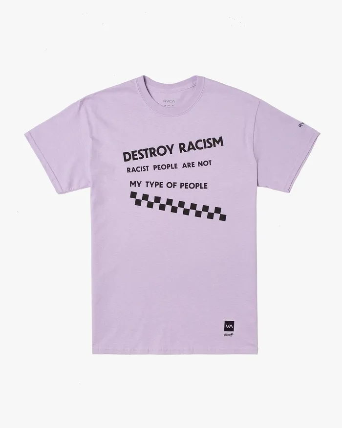 RVCA Mens Artist Tees Destroy Racism Tee Orchid Orc