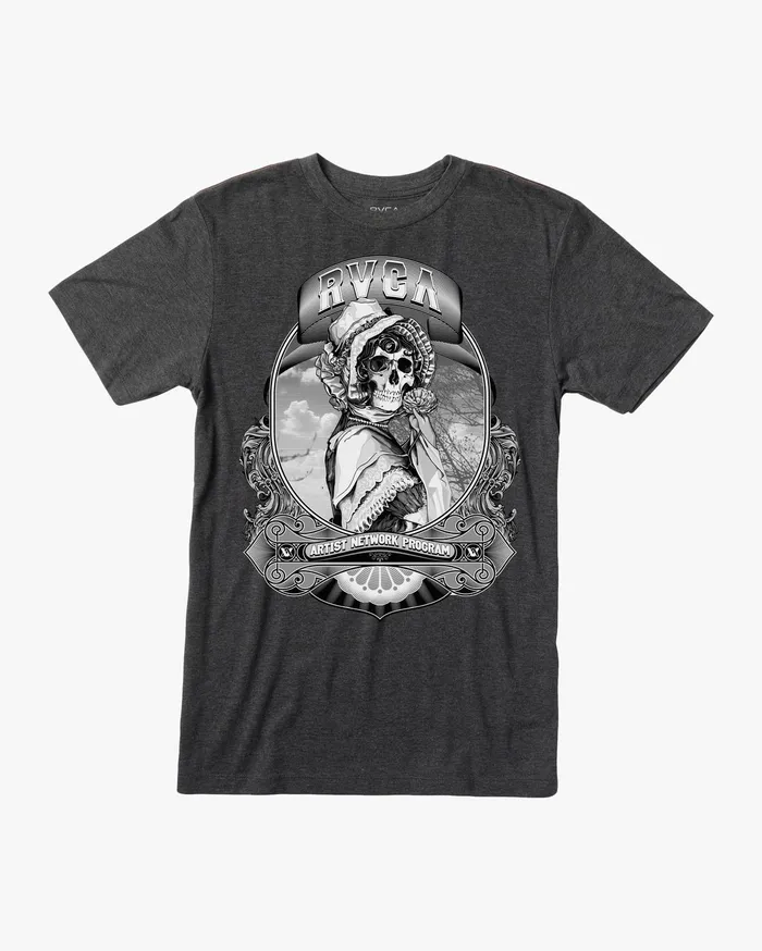 RVCA Mens Artist Tees George Thompson Skull Bonnet Short Sleeve Tee Black Blk RVCA Mens Artist Tees George Thompson Skull Bonnet Short Sleeve Tee Black Blk