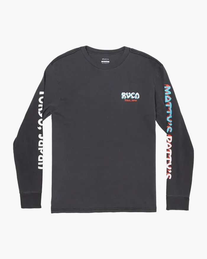 RVCA Mens Artist Tees Matty Matheson Matty8217S Patty8217S Tokyo Long Sleeve Tee Black Blk