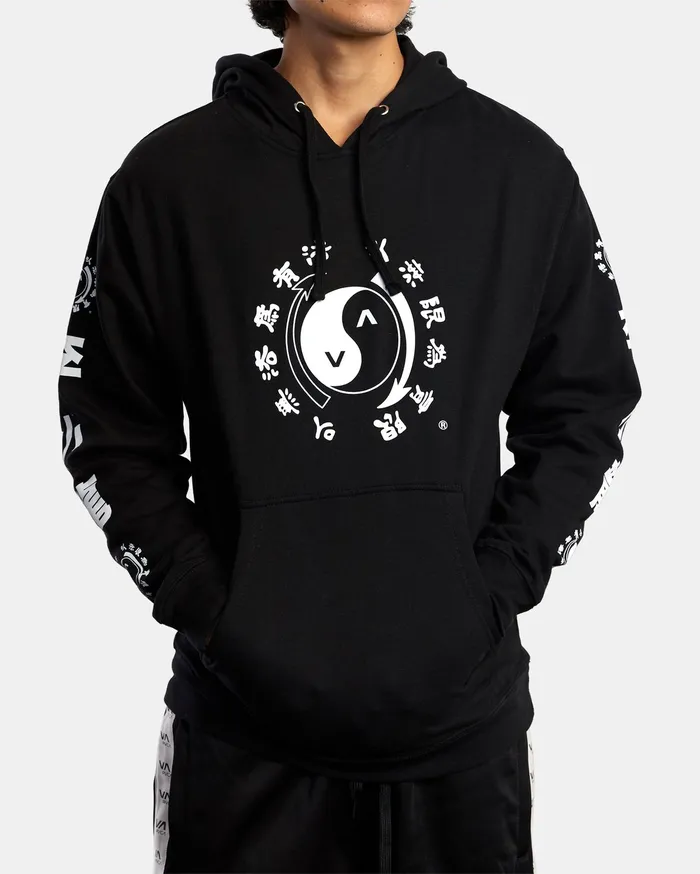 RVCA Mens Hoodies Bruce Lee Eighty Years Pullover Hoodie Black Blk Cheap On Sale