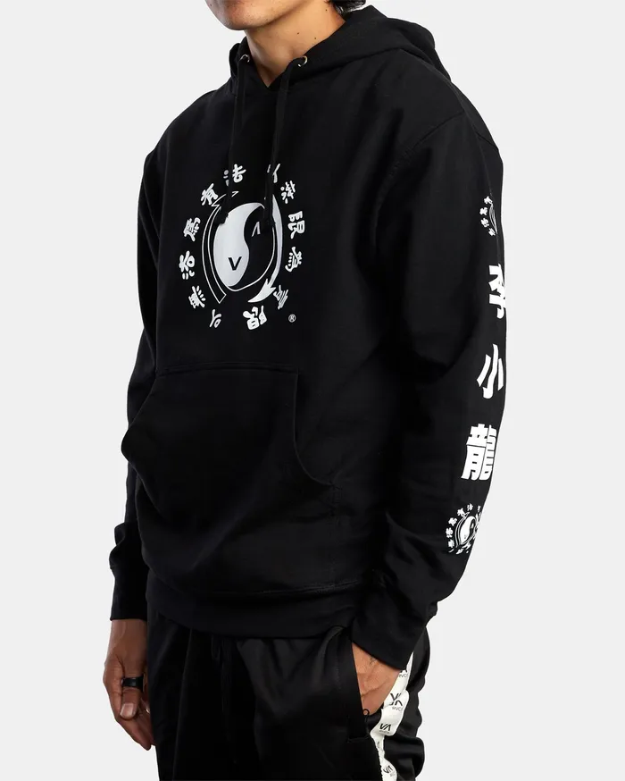 RVCA Mens Hoodies Bruce Lee Eighty Years Pullover Hoodie Black Blk Cheap On Sale